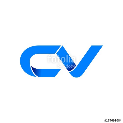 500x500 Cv Logo Initial Logo Vector Modern Blue Fold Style Stock Image