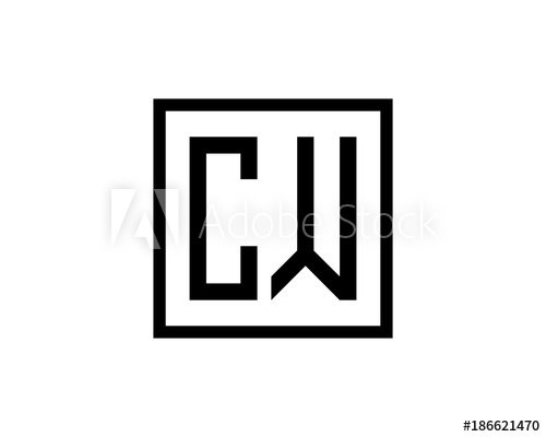 500x400 Square Line Art Initial Letter Cw Symbol Modern Logo Vector