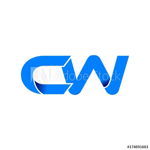 500x500 Cw Logo Initial Logo Vector Modern Blue Fold Style
