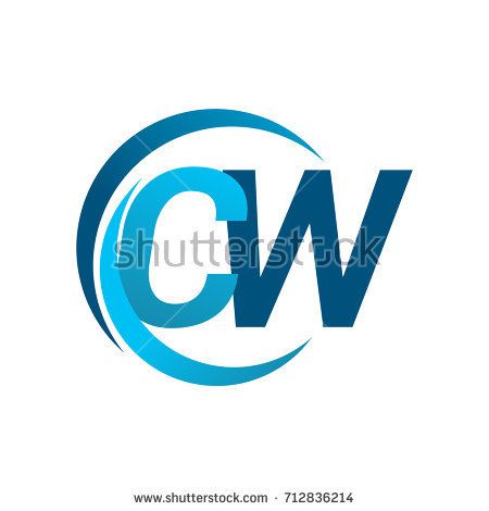 450x470 Initial Letter Cw Logotype Company Name Blue Circle And Swoosh