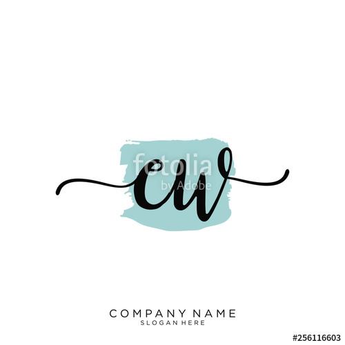 500x500 Cw Initial Handwriting Logo Vector Stock Image And Royalty Free