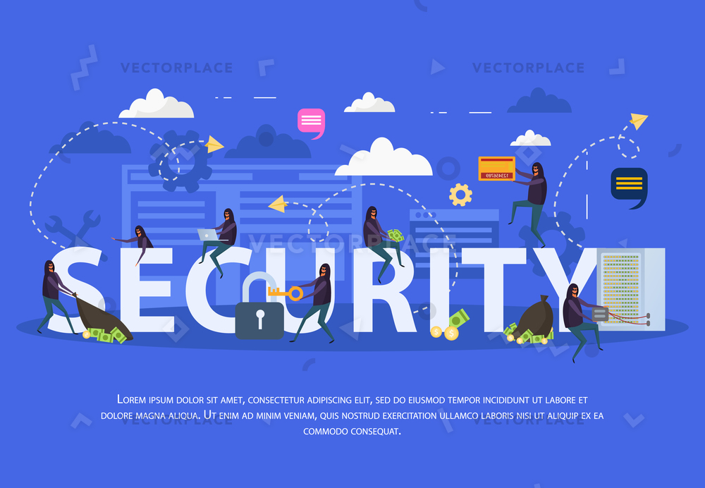 1000x692 Cyber Security Flat Composition Various Hacker Vector Illustration