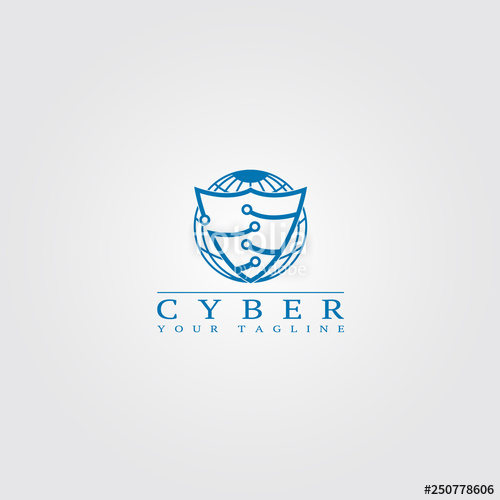 500x500 Cyber Security Logo Template, Security Vector Logo Stock Image