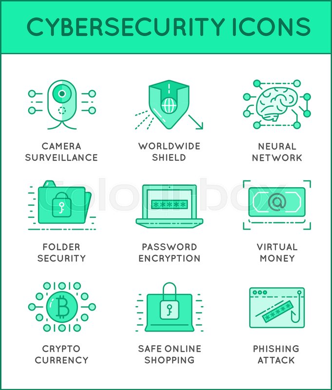 681x800 Cyber Security Thin Line Icons Set Stock Vector Colourbox