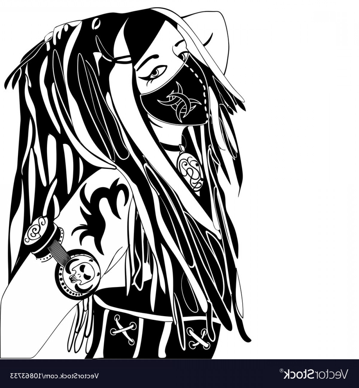 1200x1296 Cyberpunk Girl Ink Sketch Vector Newwaysys