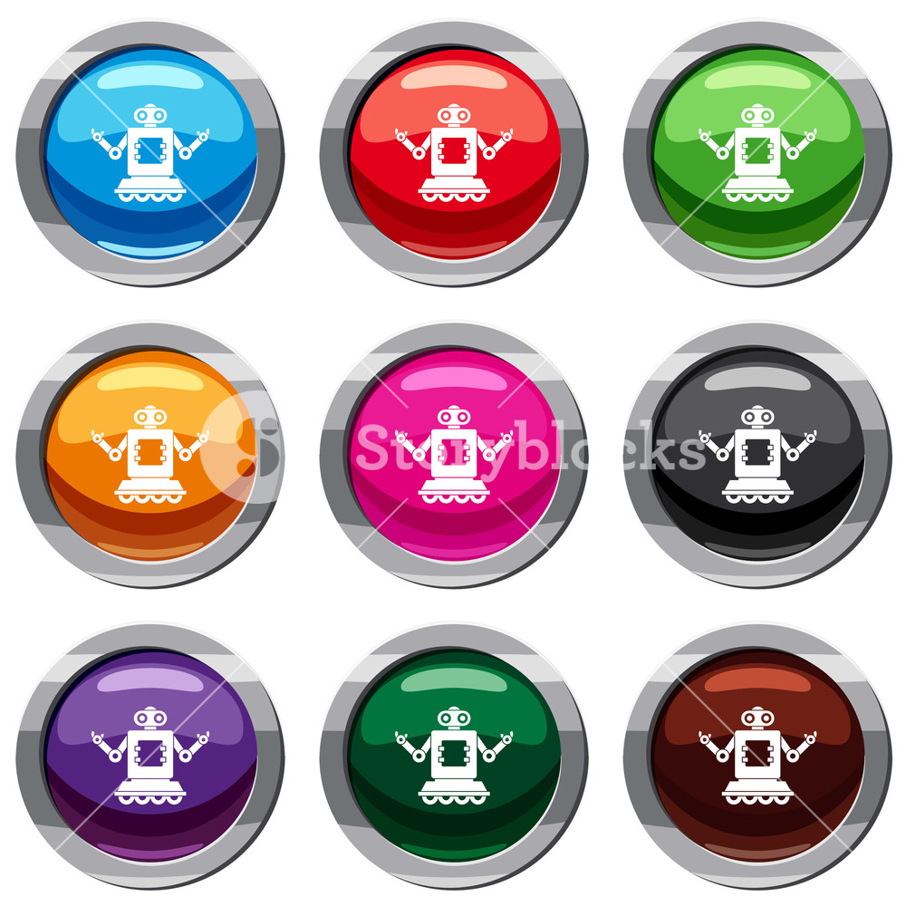 1000x1000 Cyborg On Wheels Set Icon Isolated On White Icon Collection