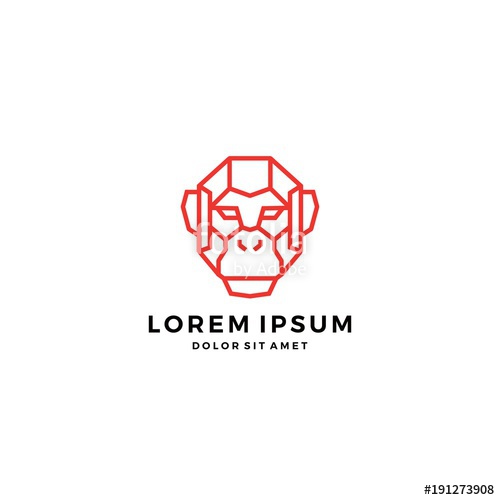 500x500 Geometric Monkey Chimp Head Face Robot Cyborg Logo Stock Image