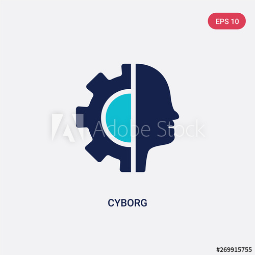 500x500 Two Color Cyborg Vector Icon From Artificial Intellegence Concept