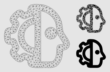 450x296 Mesh Cyborg Model With Triangle Mosaic Icon Wire Frame Polygonal