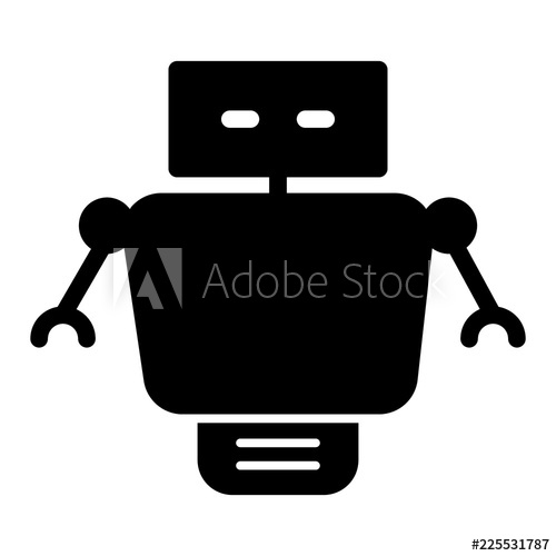 500x500 Robot Solid Icon Cyborg Vector Illustration Isolated On White