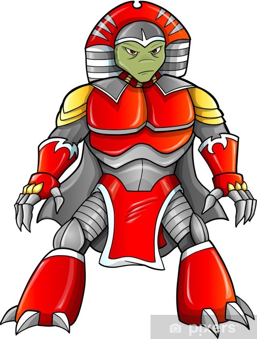 531x700 Warrior Ninja Soldier Alien Reptile Cyborg Vector Wall Mural