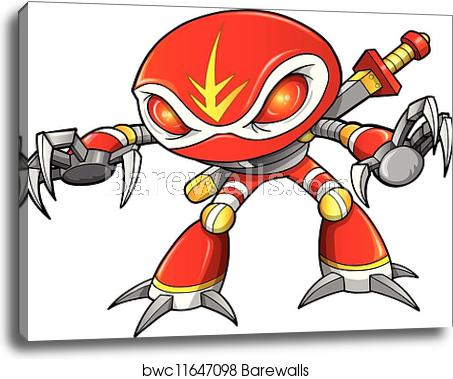 453x379 Warrior Ninja Soldier Robot Cyborg Canvas Print Barewalls