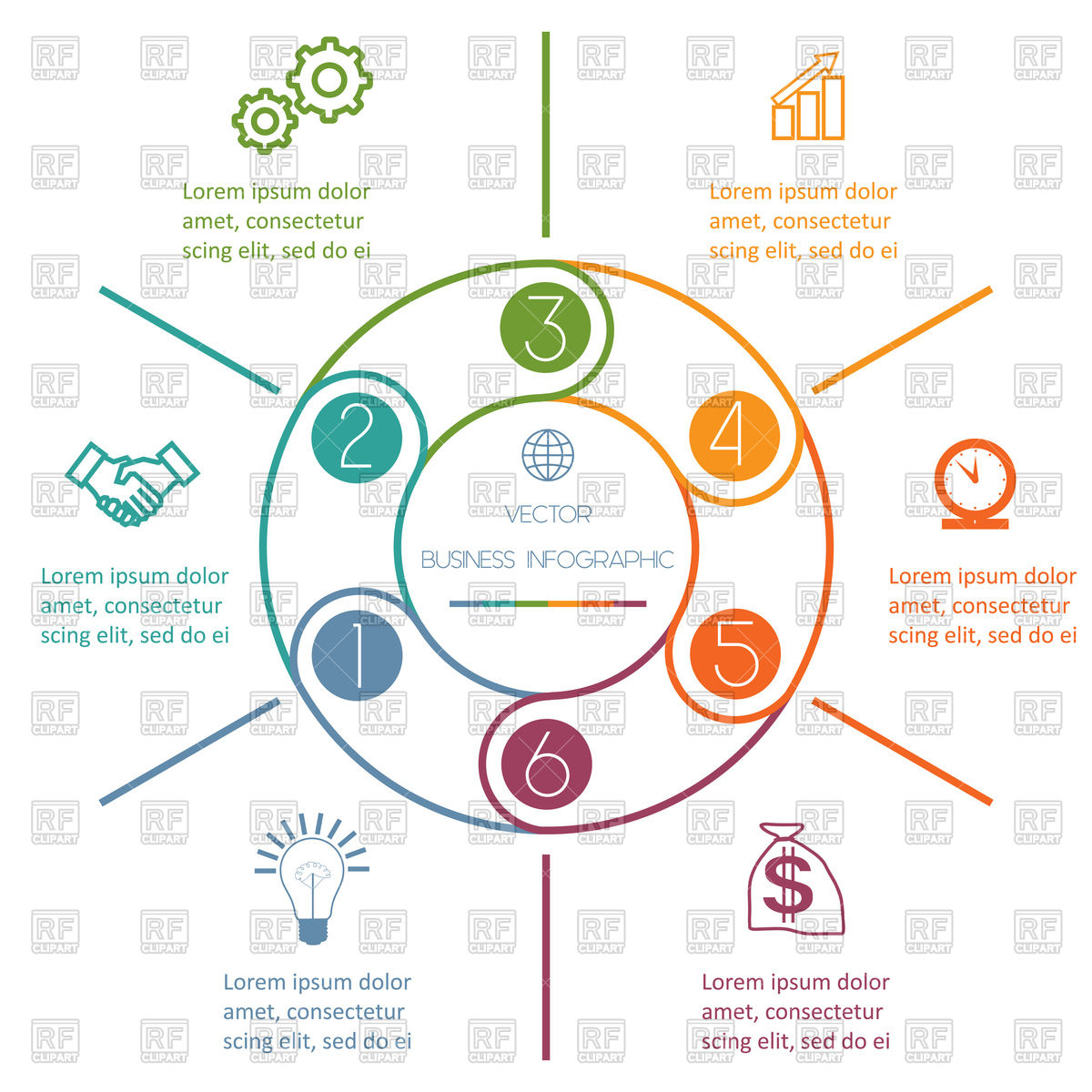 1200x1200 Multi Coloured Ring Numbered Infographic Cyclic Process