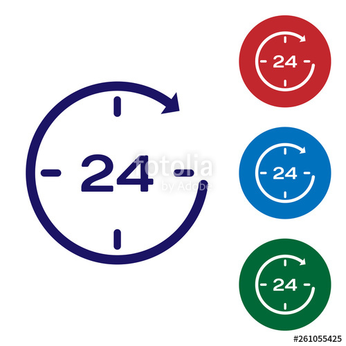 500x500 Blue Clock Hours Icon Isolated On White Background All Day