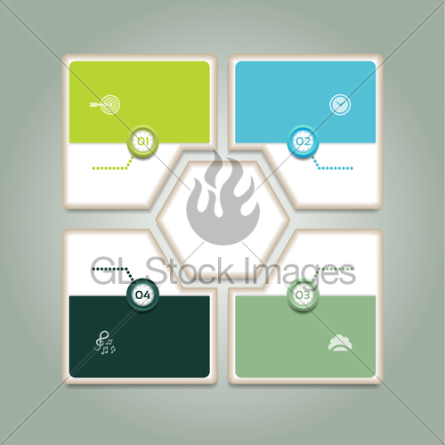 500x500 Cyclic Diagram With Four Steps And Icons Infographic Vec Gl