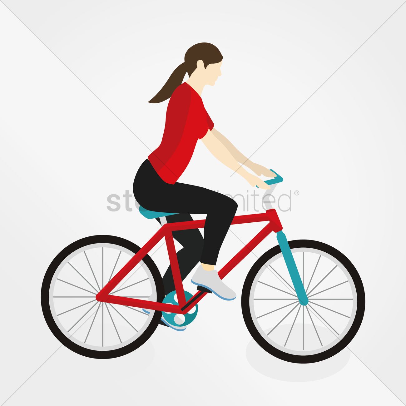 1300x1300 Free Woman Cycling Vector Image