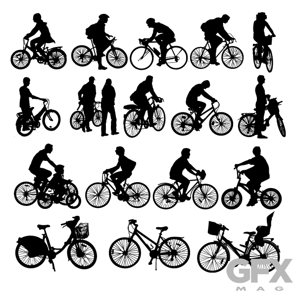 600x600 Free Vector Cyclists Silhouette Cut Out Clip Art Free Download