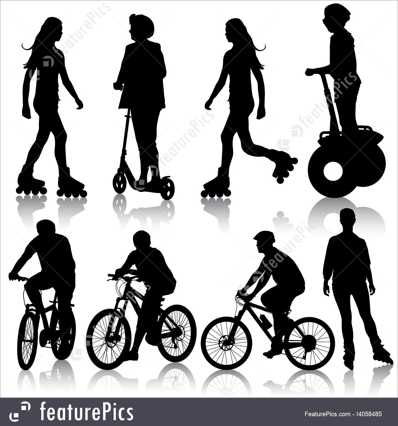 1300x1392 Silhouettes And Outlines Set Silhouette Of A Cyclist Vector