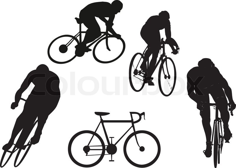 800x569 Silhouettes Cyclists Stock Vector Colourbox
