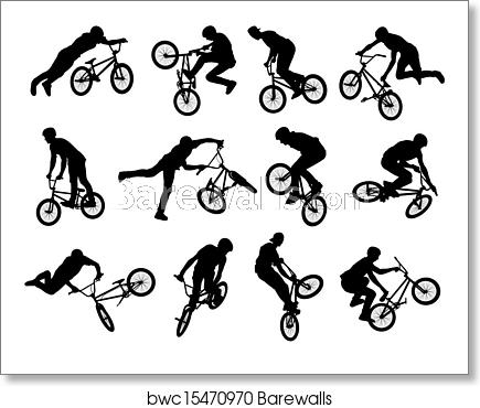 435x370 Bmx Stunt Cyclist Silhouettes, Art Print Barewalls Posters