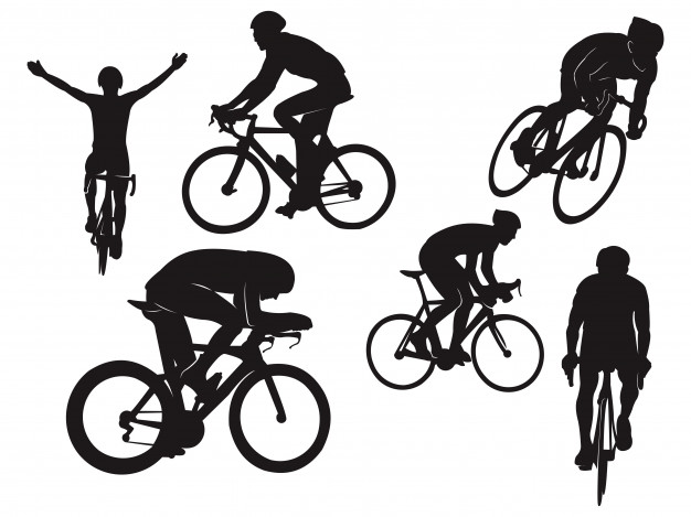 626x469 Biker Cycling Ride Road Bike Celebration Black Silhouette Vector