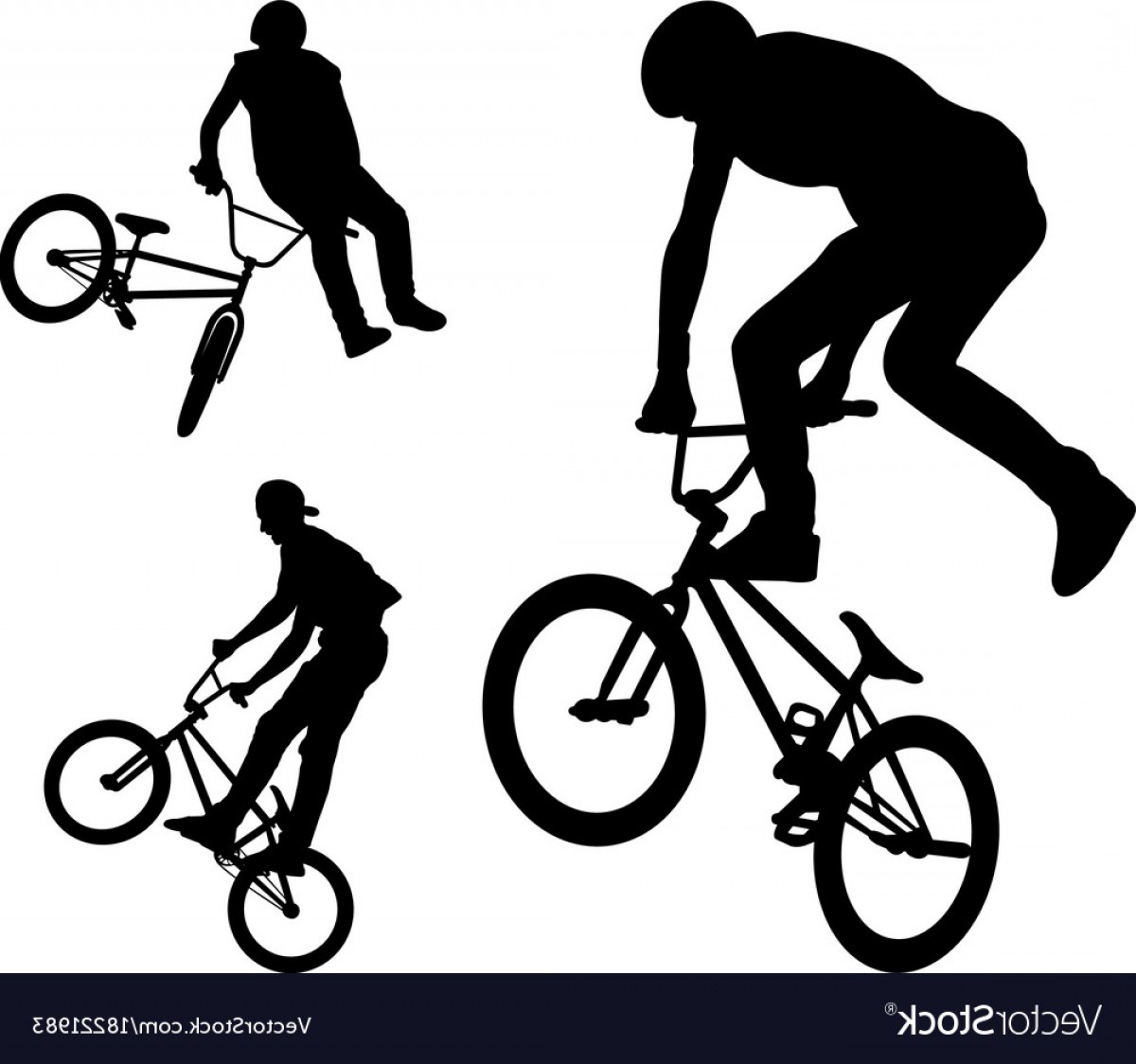 1200x1124 Bmx Stunt Cyclists Silhouettes Vector Wallkeeper