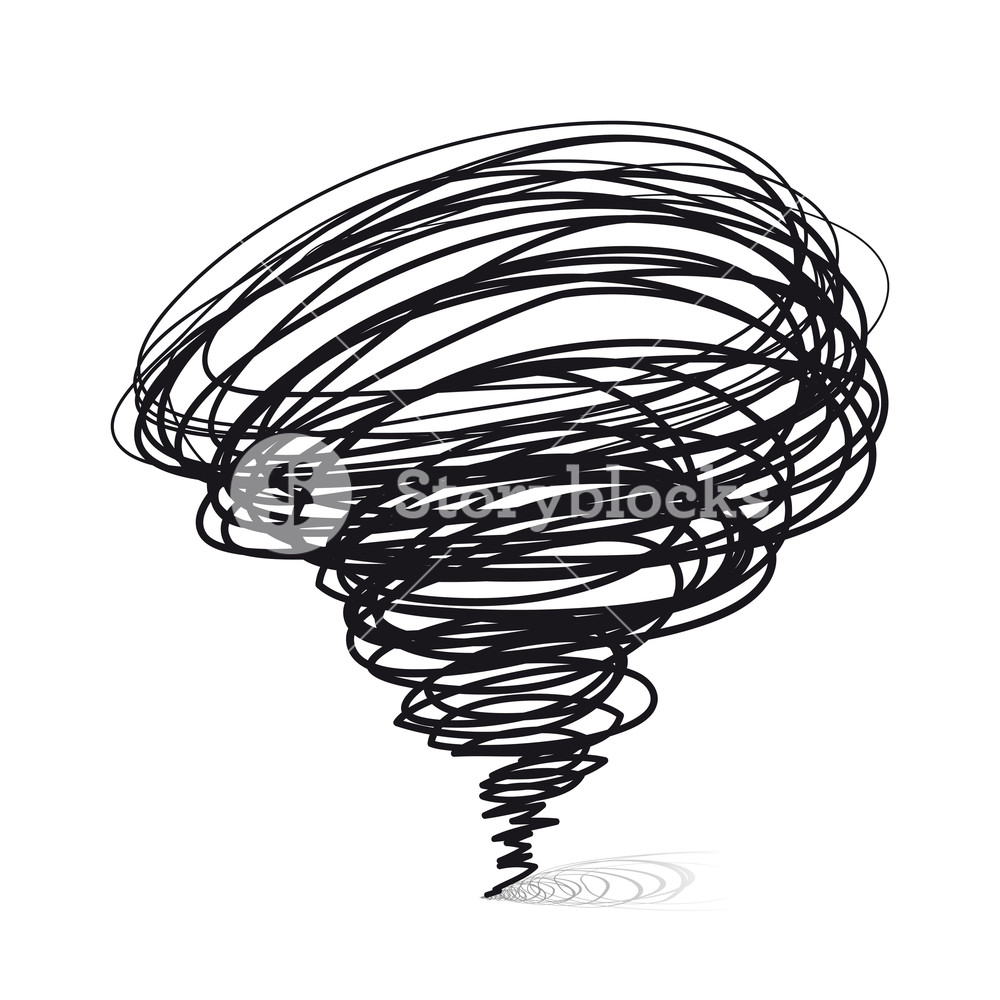 1000x1000 Vector Hand Drawn Illustrations Cyclone Tornado On A White