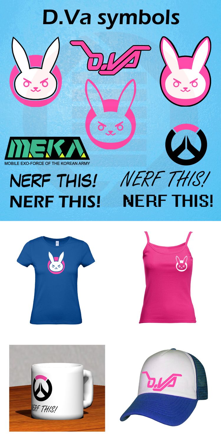 750x1500 Dva Overwatch D Va Bunny Vector Symbols Clipart Printable Wall