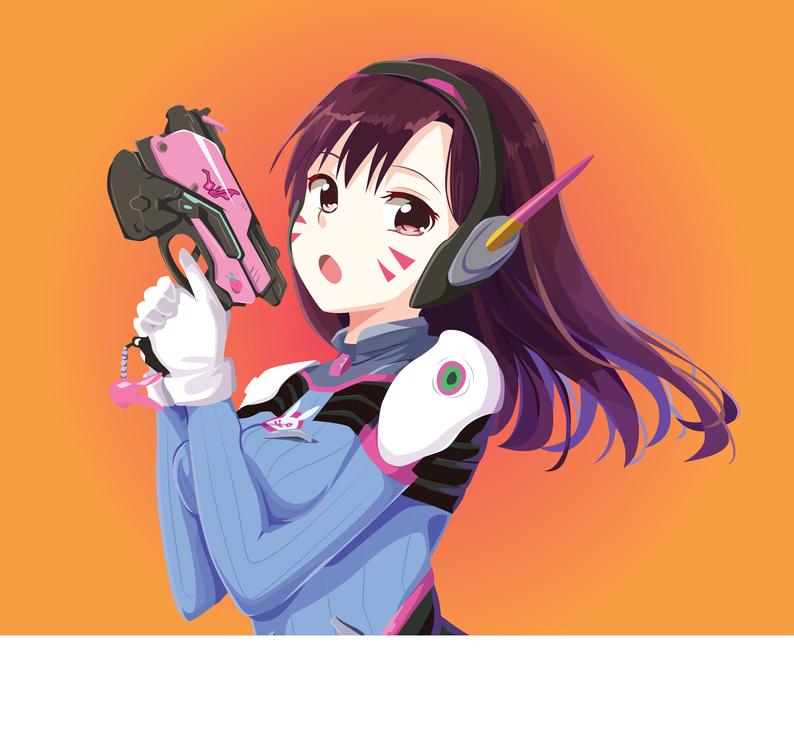 794x745 D Va Overwatch Inspired Vector Style Print Etsy