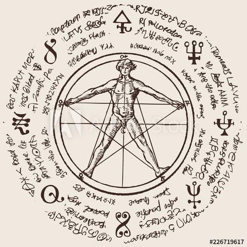 Illustration Of A Human Figure In An Octagonal Star With Magical 500x500 Illustration Of A Human Figure In An Octagonal Star With Magical
