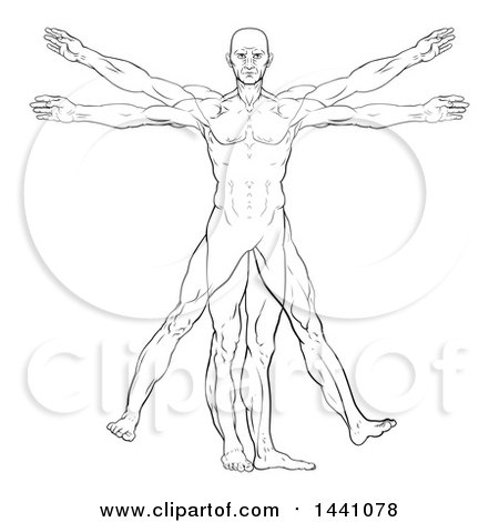 Clipart Of A Retro Da Vinci Vitruvian Man And Woman Standing Back 450x470 Clipart Of A Retro Da Vinci Vitruvian Man And Woman Standing Back