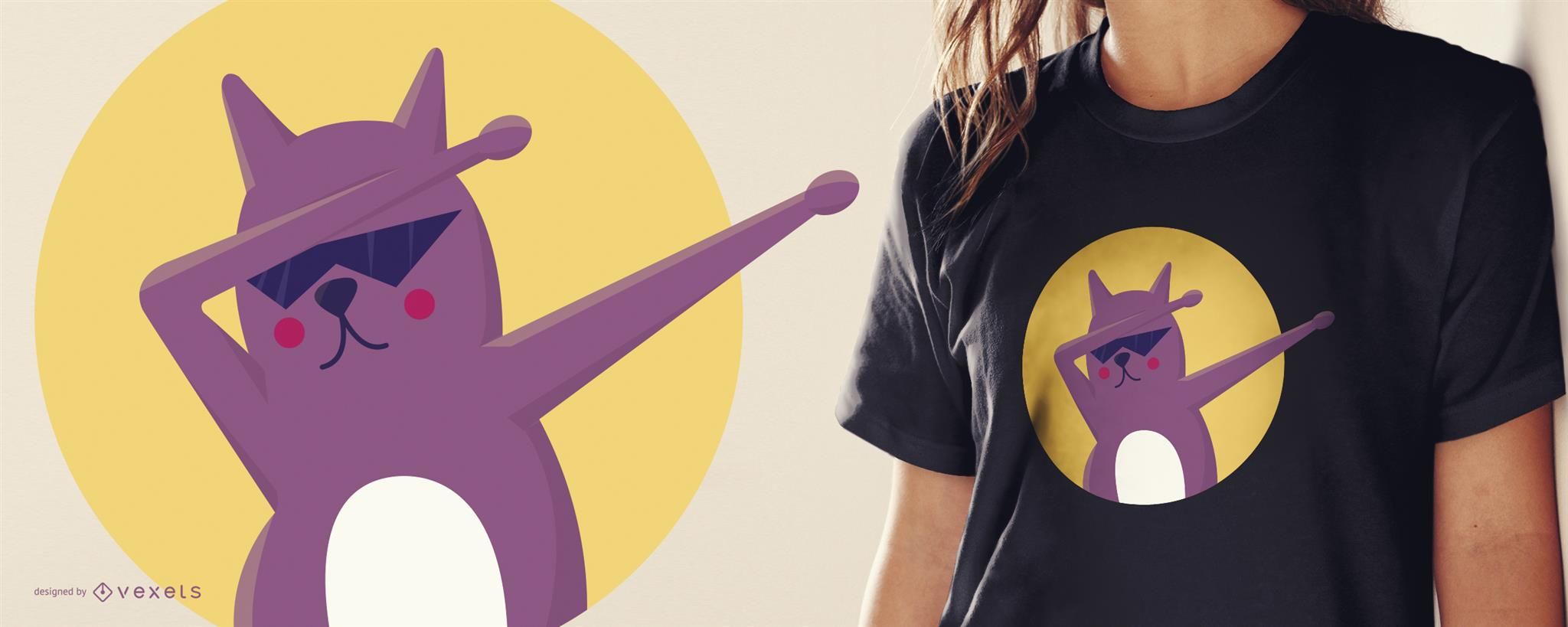 2048x819 Funny Cat Dab T Shirt Design