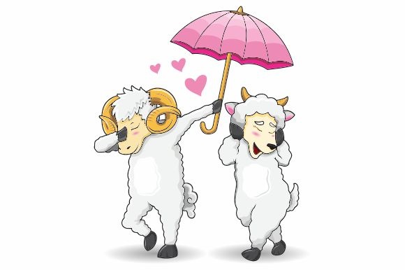 580x386 Romantic Goat Of Dab Style Vector Graphic