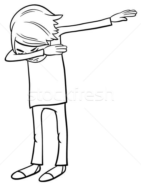 451x600 Cartoon Boy Doing Dab Color Book Vector Illustration Igor