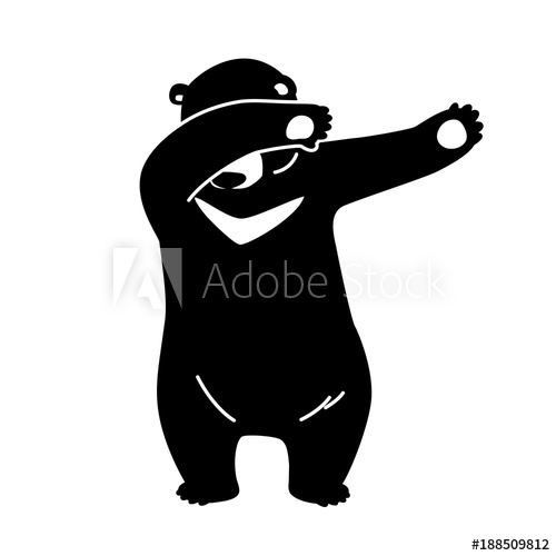 500x500 Bear Vector Icon Logo Polar Bear Dab Dance Illustration Cartoon