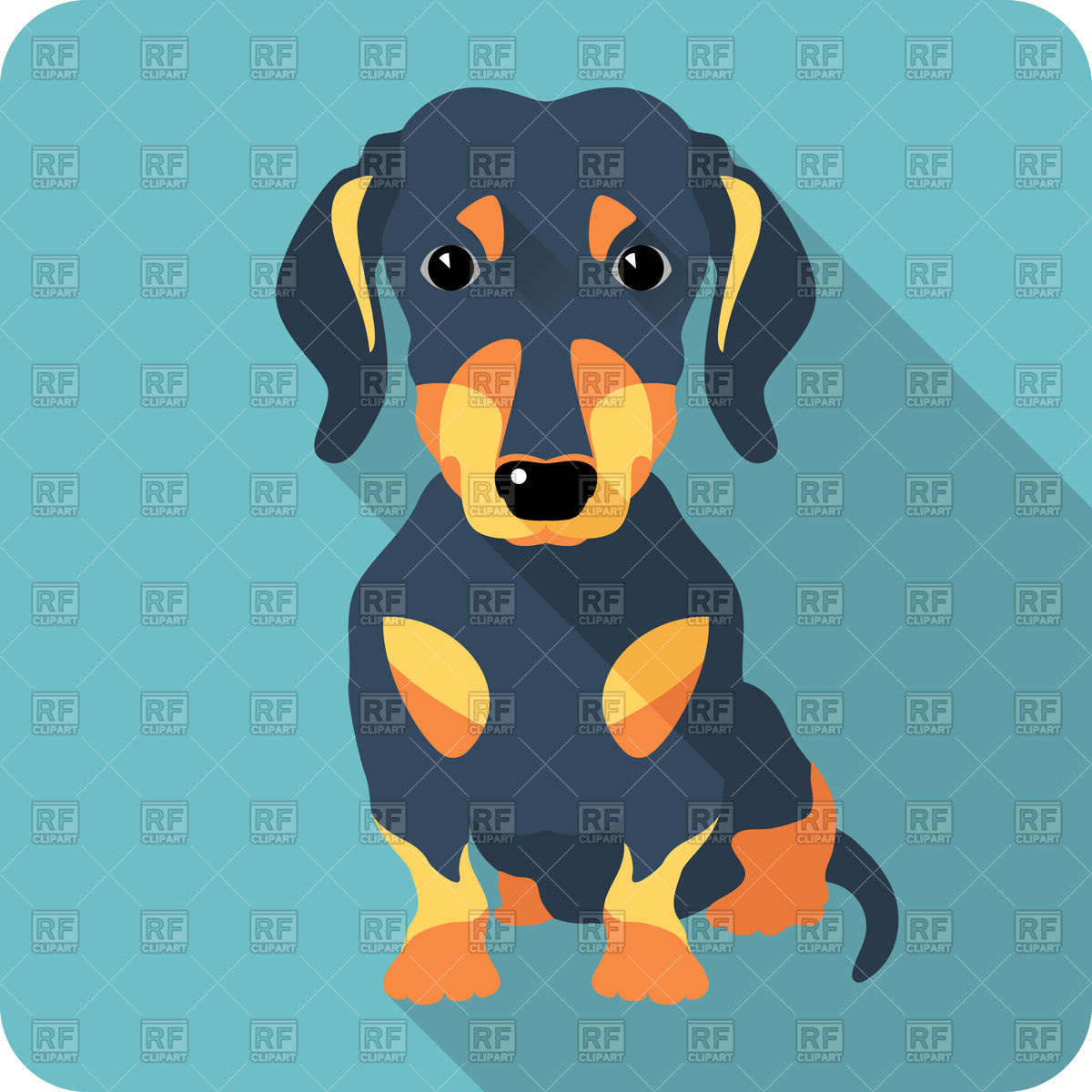 1200x1200 Flat Icon Of Sitting Dachshund Vector Image Of Plants And Animals