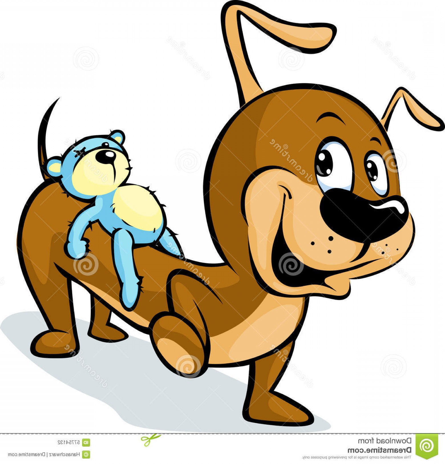 1560x1626 Stock Illustration Cute Dachshund Carries His Back Teddy Bear