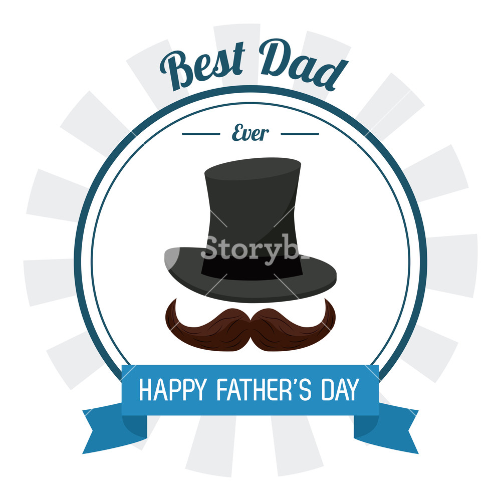 Fathers Day Card, Best Dad Ever Hat Mustache Celebration Party 1000x1000 Fathers Day Card, Best Dad Ever Hat Mustache Celebration Party