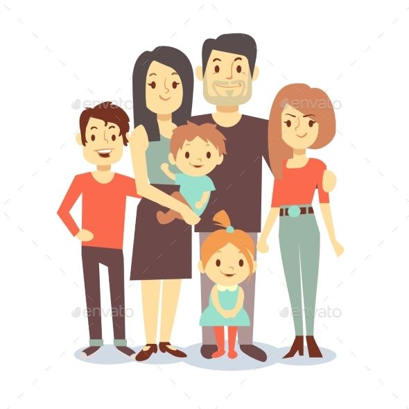 Cute Cartoon Family Mom And Dad, Vector Characters Family 590x590 Cute Cartoon Family Mom And Dad, Vector Characters Family