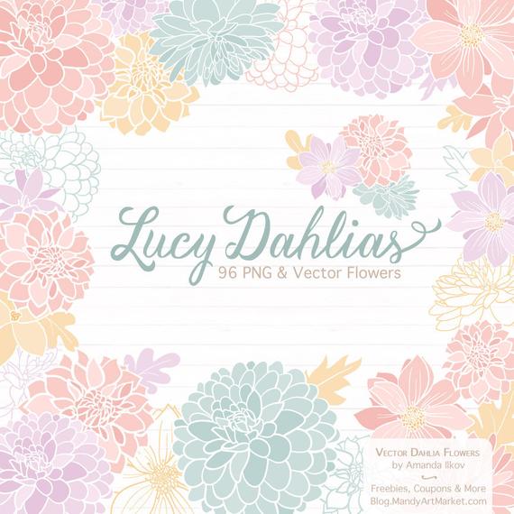 570x570 Lucy Dahlia Clipart Vectors In Grandmas Garden Vector Etsy