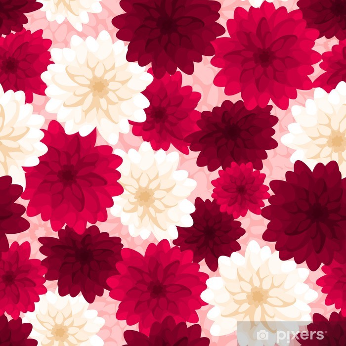 700x700 Seamless Background With Colorful Dahlia Flowers Vector Poster