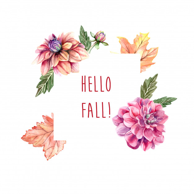 626x626 Watercolor Autumn Frame With Dahlia Flowers Vector Premium Download