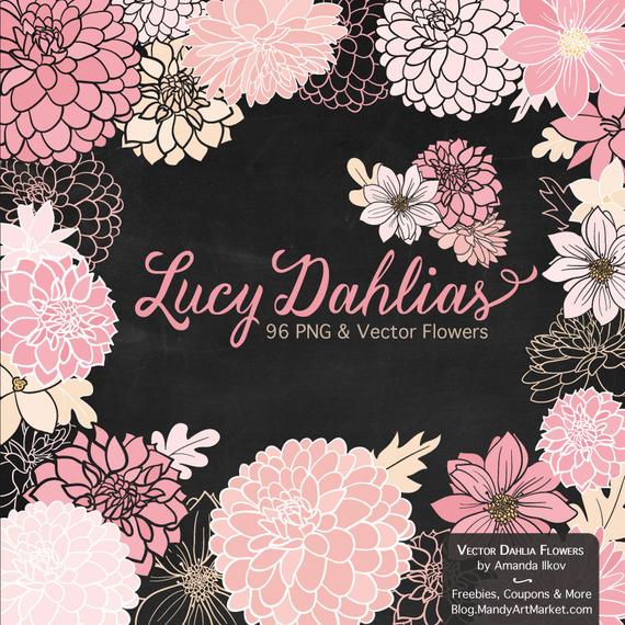 570x570 Lucy Dahlia Clipart Vectors In Soft Pink Pink Flowers Etsy
