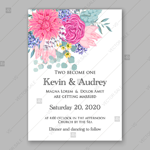 600x600 Pink Red Soft Chrysamyhemum Dahlia Peony Rose Wedding Invitation