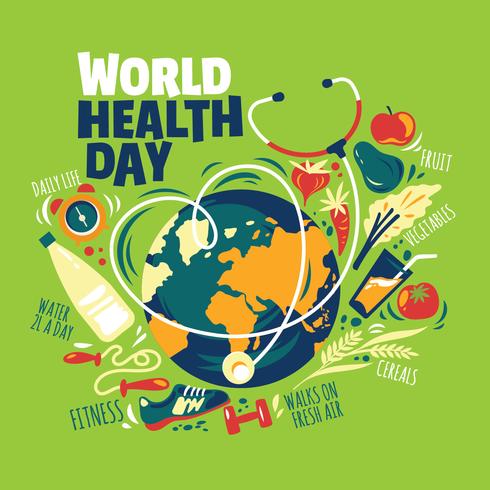 490x490 World Health Day Illustration With Healthy Lifestyle And Earth