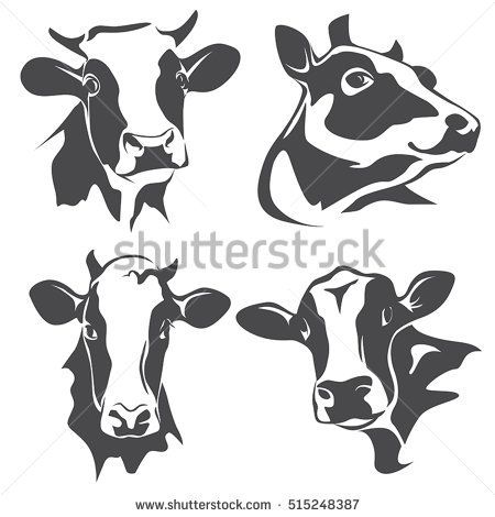 450x470 Cow Head Portrait, Set Of Stylized Vector Symbols Hbd Jesus