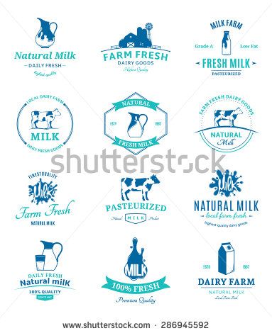 383x470 Set Of Vector Milk Logos, Labels And Design Elements Label