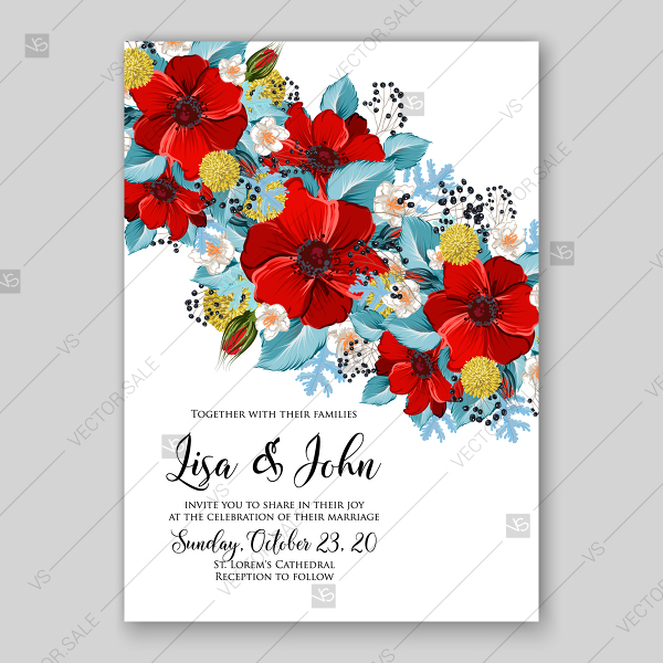 Floral Scarlet Wedding Invitation Vector Templates With Bright Red 600x600 Floral Scarlet Wedding Invitation Vector Templates With Bright Red