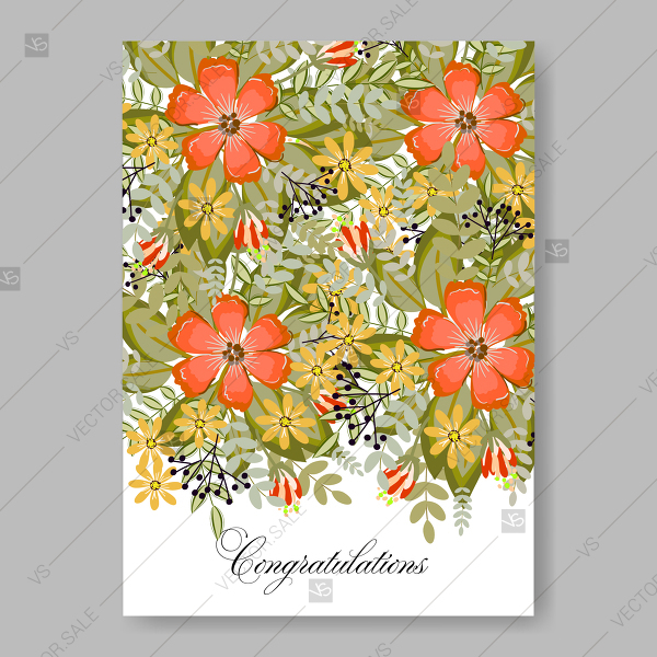 Orange Daisy Vector Wedding Invitation Card Floral Background 600x600 Orange Daisy Vector Wedding Invitation Card Floral Background