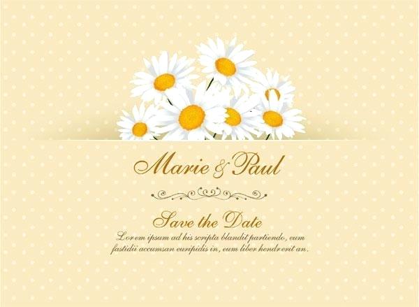 Daisy Flower Wedding Invitation Card Vector Template Free Download 600x439 Daisy Flower Wedding Invitation Card Vector Template Free Download